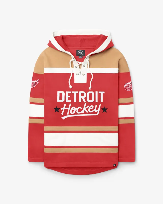DETROIT RED WINGS BLOCK SCRIPT SUPERIOR '47 LACER HOOD made by 47