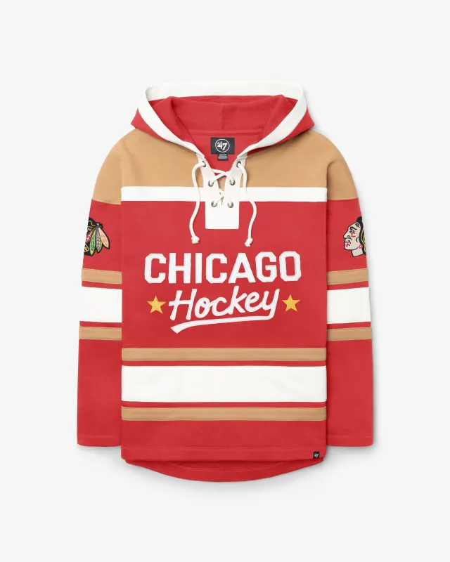CHICAGO BLACKHAWKS BLOCK SCRIPT SUPERIOR '47 LACER HOOD made by 47