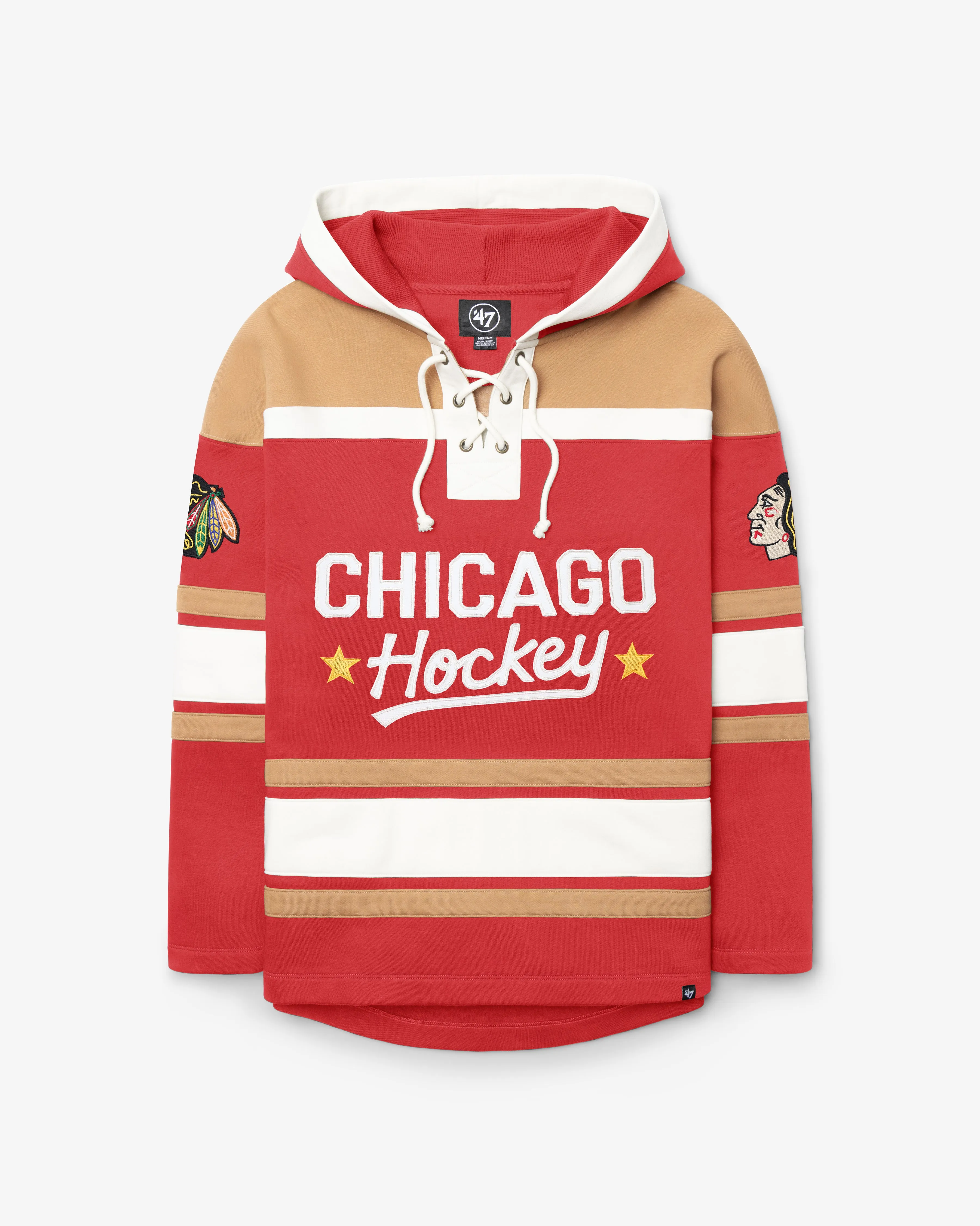 CHICAGO BLACKHAWKS BLOCK SCRIPT SUPERIOR '47 LACER HOOD sold by 47