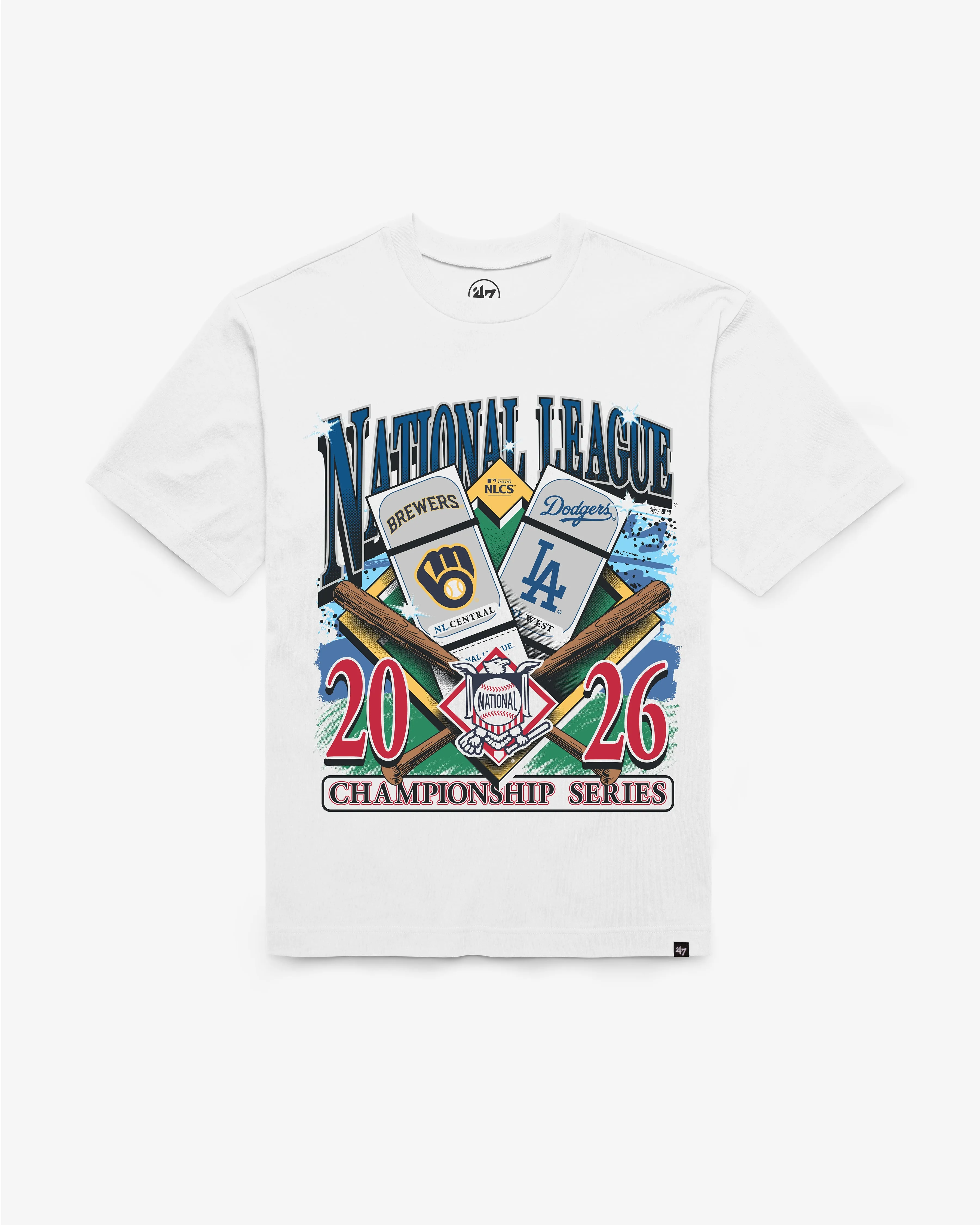 MILWAUKEE BREWERS VS. LOS ANGELES DODGERS NATIONAL LEAGUE CHAMPIONSHIP DUELING '47 FOUNDATION TEE sold by 47
