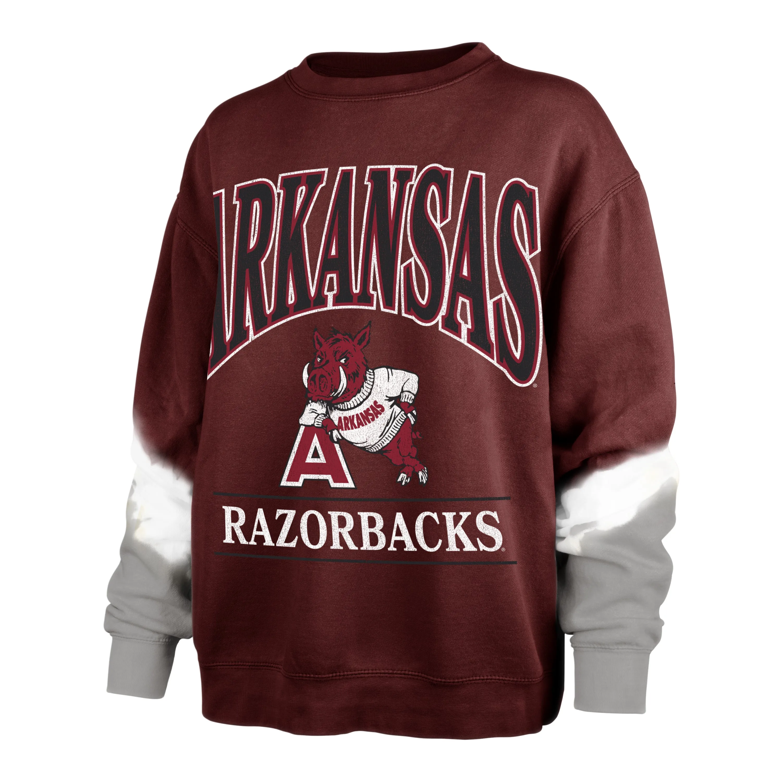 ARKANSAS RAZORBACKS VINTAGE SLEEVE DYE '47 BOYFRIEND CREW WOMENS sold by 47