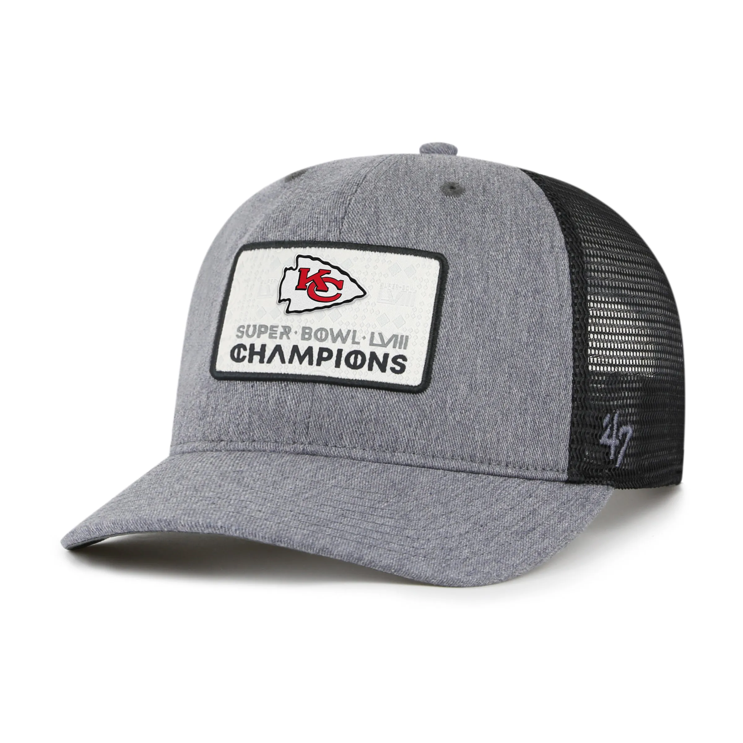 KANSAS CITY CHIEFS SUPER BOWL LVIII CHAMPIONS SQUARE '47 TRUCKER RF sold by 47