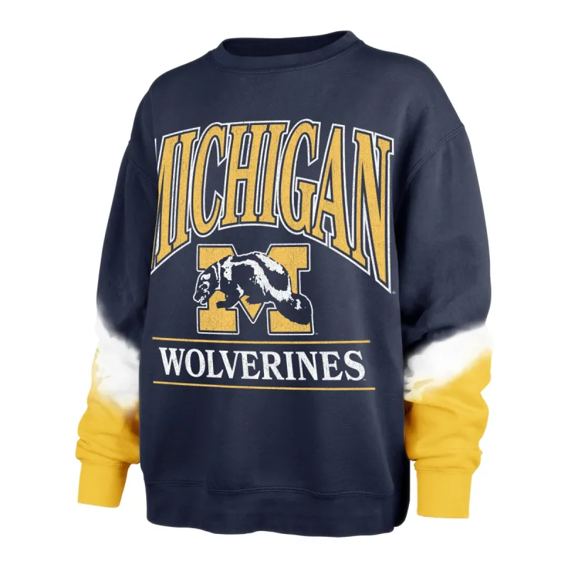 MICHIGAN WOLVERINES VINTAGE SLEEVE DYE '47 BOYFRIEND CREW WOMENS made by 47
