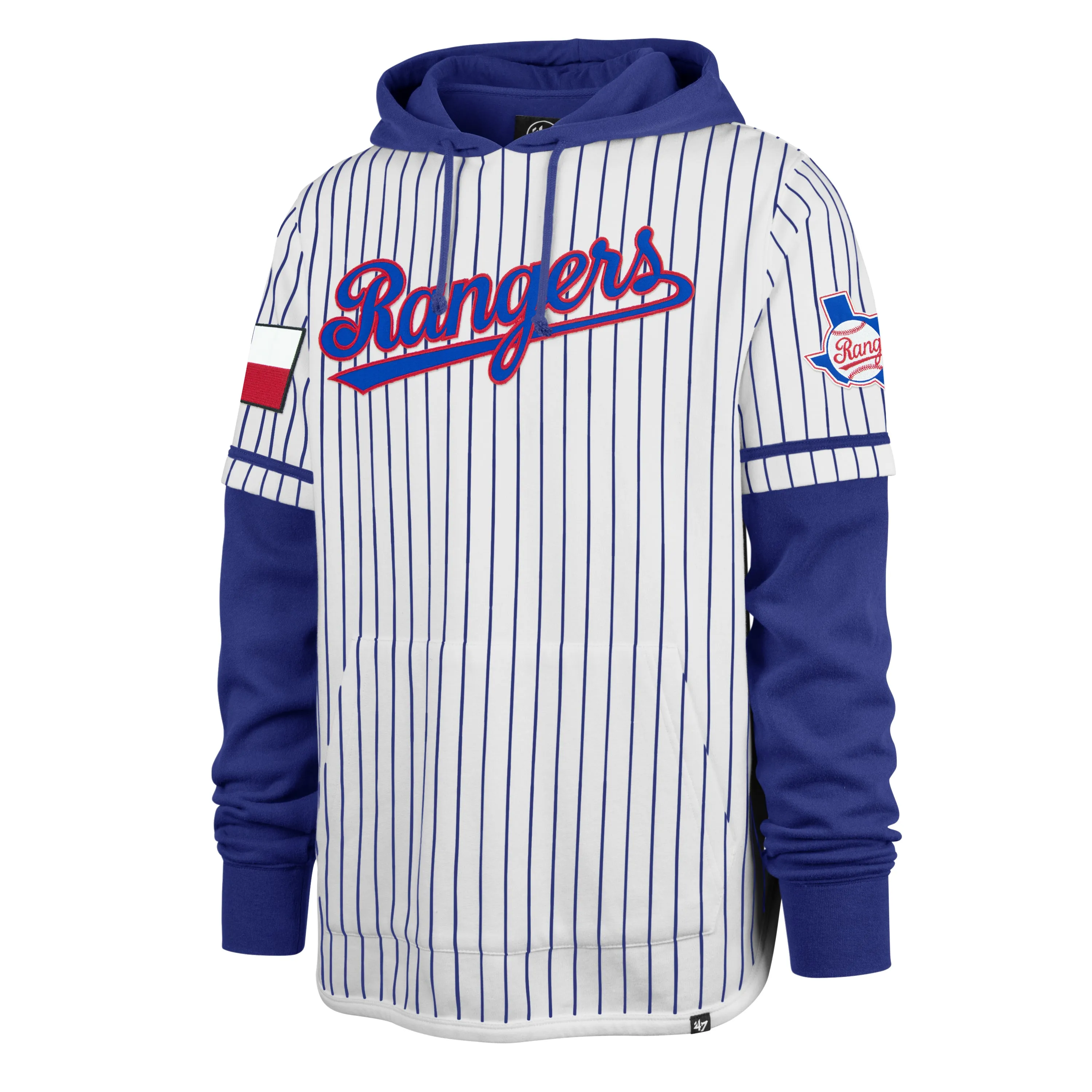 TEXAS RANGERS COOPERSTOWN PINSTRIPE DOUBLE HEADER '47 SHORTSTOP PULLOVER HOOD sold by 47