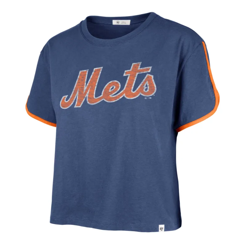 NEW YORK METS PREMIER WORDMARK '47 DOLPHIN HEM CROP WOMENS sold by 47