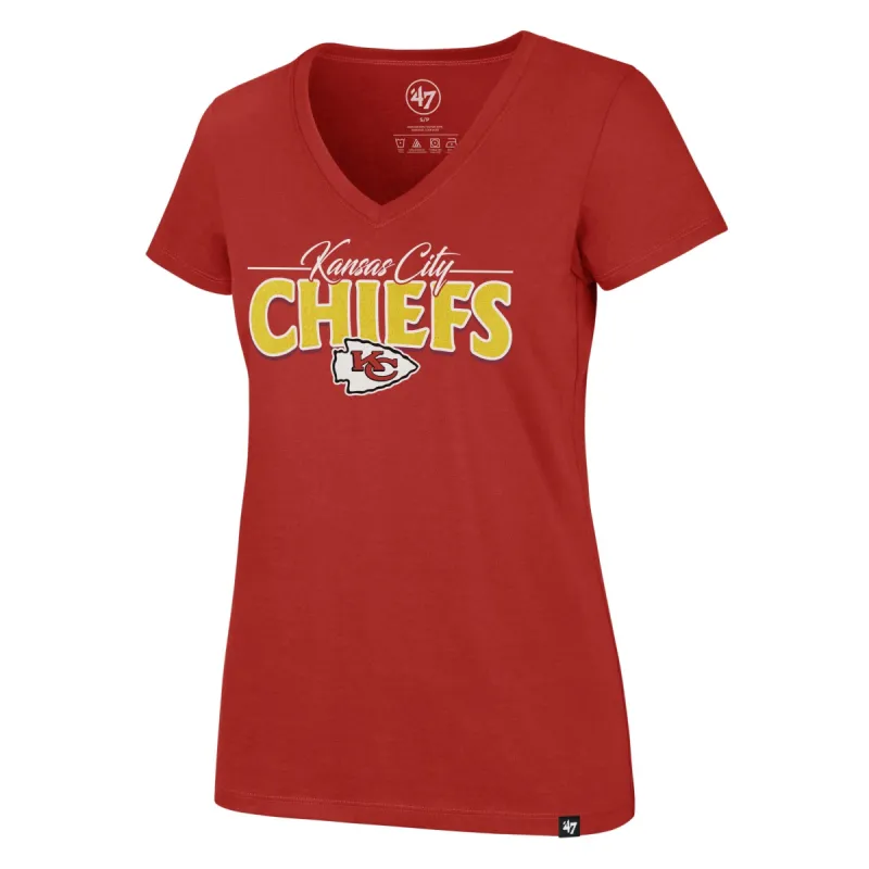 KANSAS CITY CHIEFS GLIMMER ON '47 ULTRA RIVAL V-NECK TEE WOMENS sold by 47