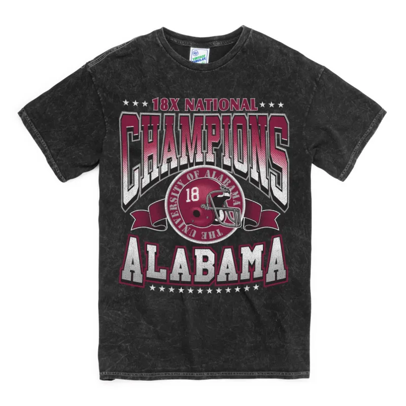 ALABAMA CRIMSON TIDE 18X NATIONAL CHAMPS ROCKER '47 VINTAGE TUBULAR TEE sold by 47