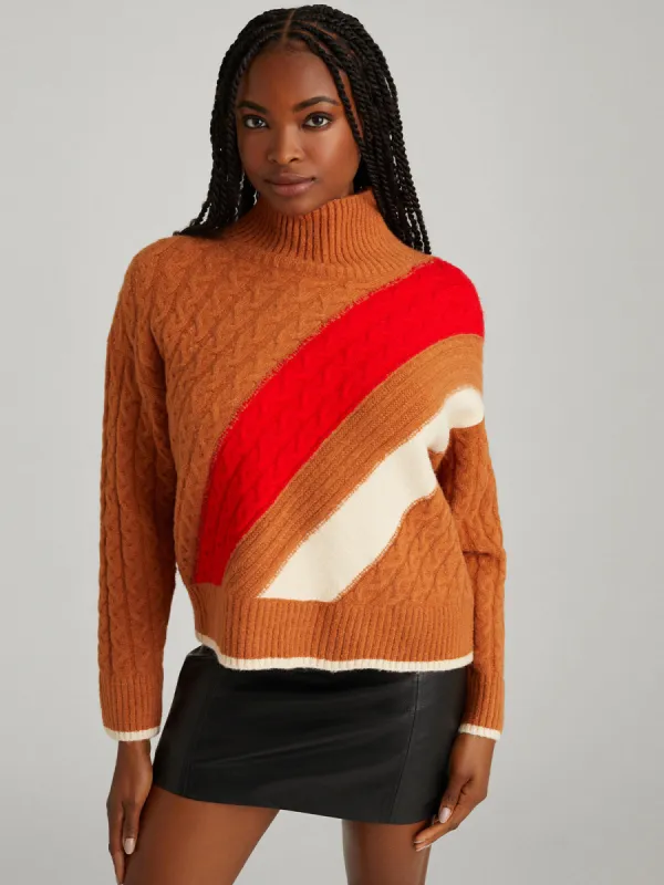 Ria: Colorblock Cable Pullover sold by 525 America