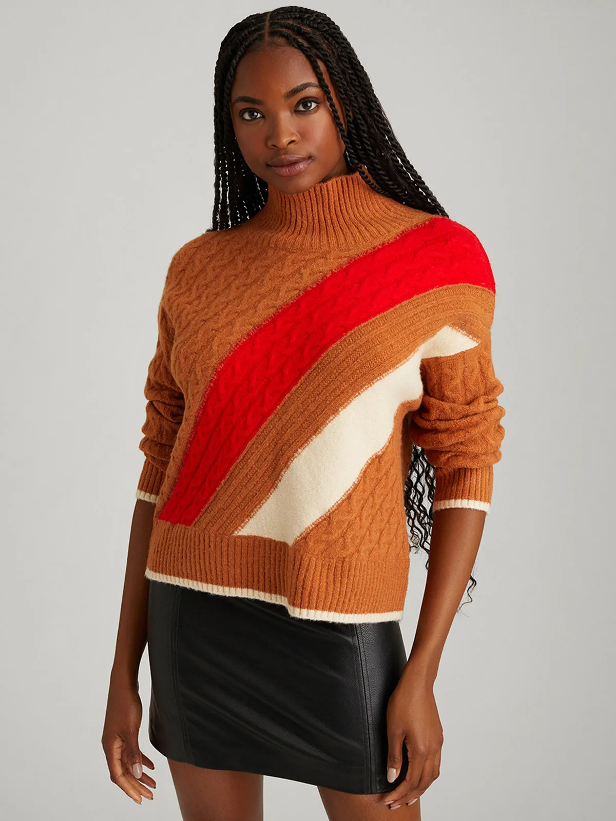 Ria: Colorblock Cable Pullover sold by 525 America product image thumbnail 3