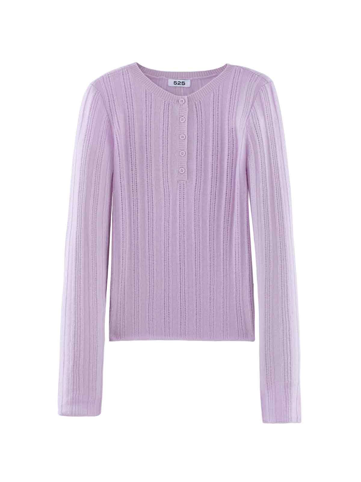 Cashmere Pointelle Henley Pullover sold by 525 America product image thumbnail 4