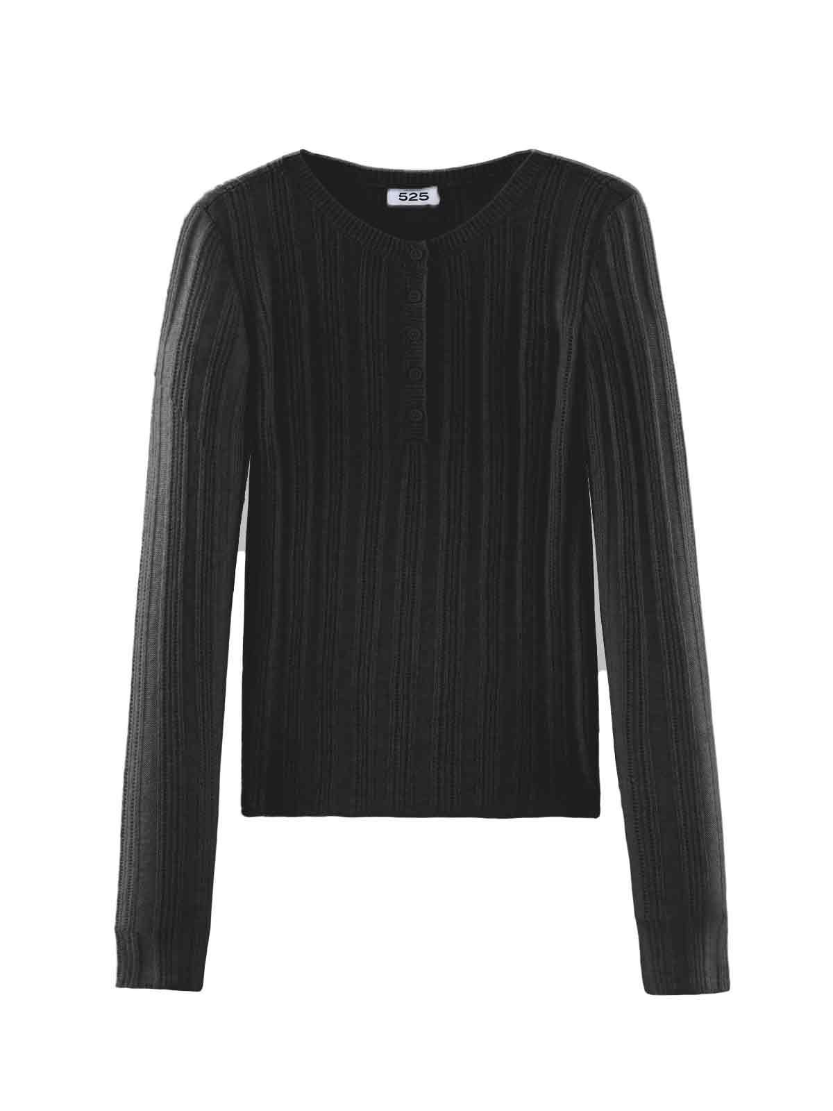 Cashmere Pointelle Henley Pullover sold by 525 America product image thumbnail 6