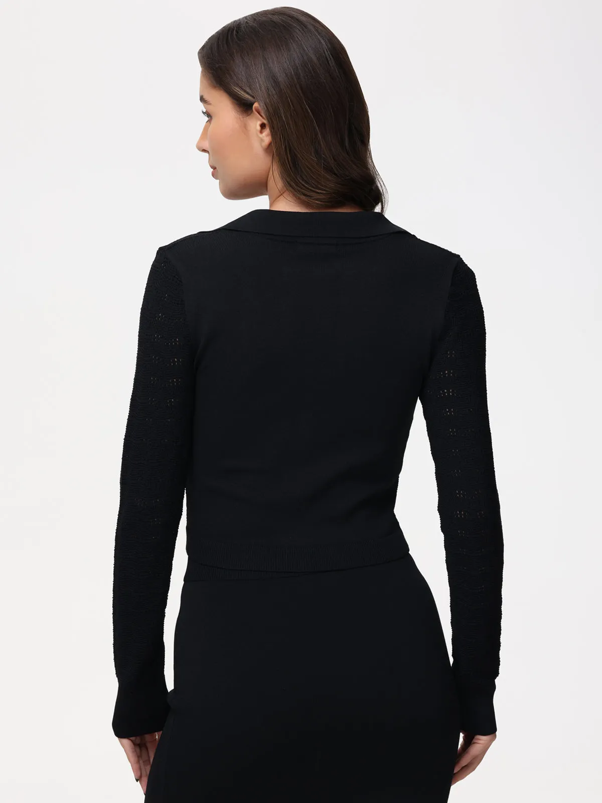 Cara: Cropped Johnny Collar Cardigan sold by 525 America product image thumbnail 2