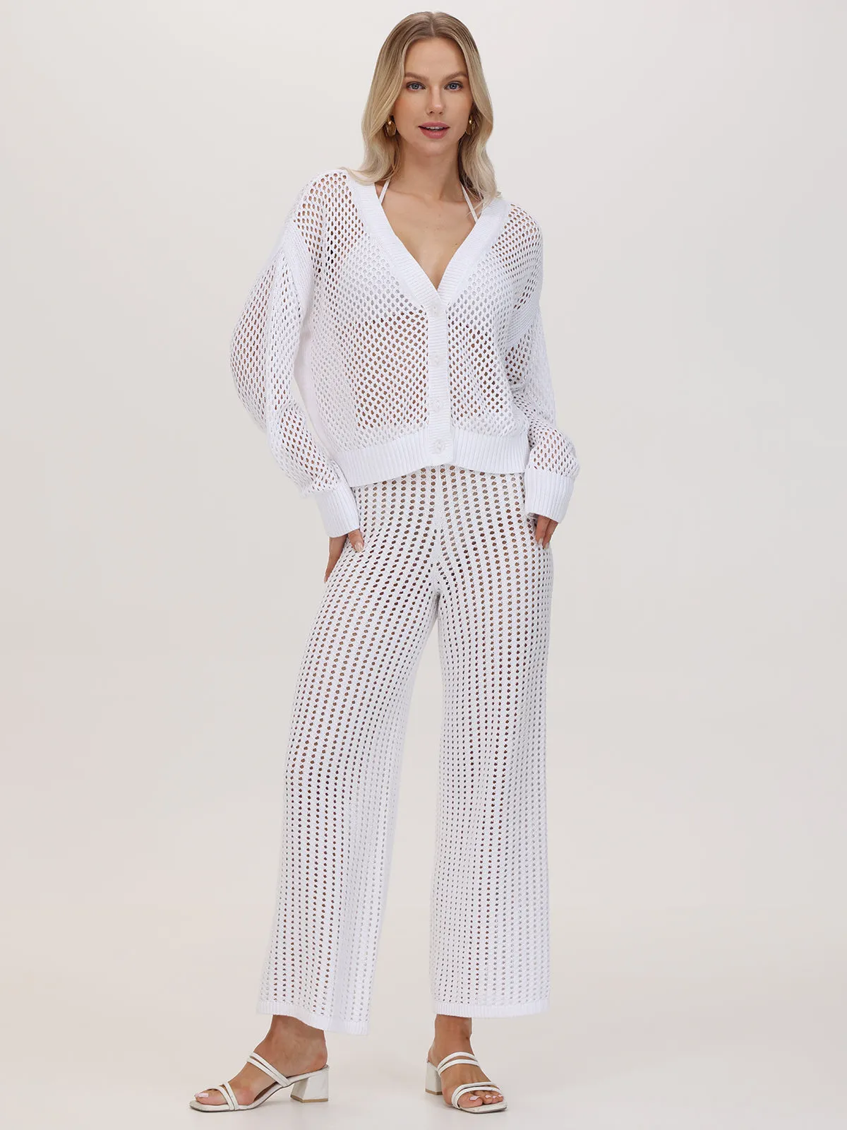 Lisette: Pointelle Button Front Cardigan sold by 525 America product image thumbnail 5