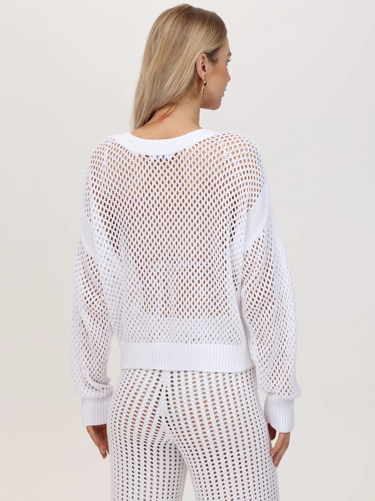 Lisette: Pointelle Button Front Cardigan sold by 525 America product image thumbnail 3