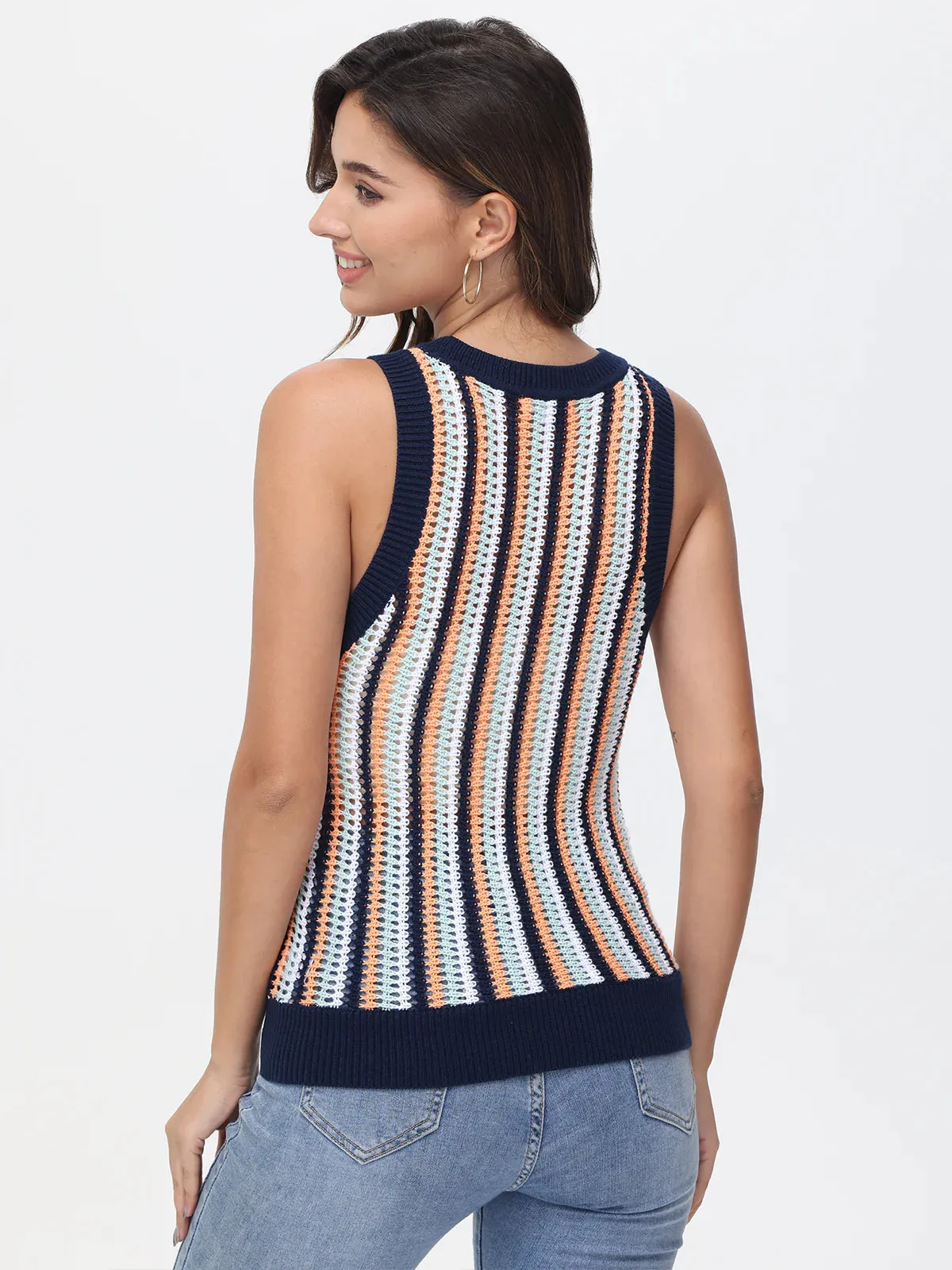Krista: 100% Cotton Stripe Vertical Crochet Tank sold by 525 America product image thumbnail 2