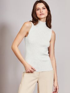 The Zoe: Ribbed Knit Mock Neck Sleeveless Top sold by 525 America