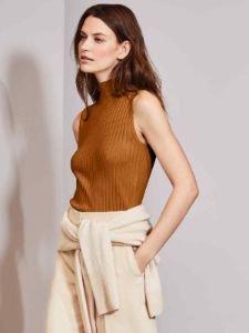 The Zoe: Ribbed Knit Mock Neck Sleeveless Top sold by 525 America