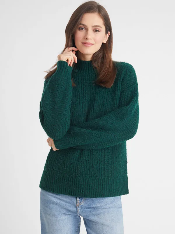 Lexi: Mockneck Cable Pullover sold by 525 America