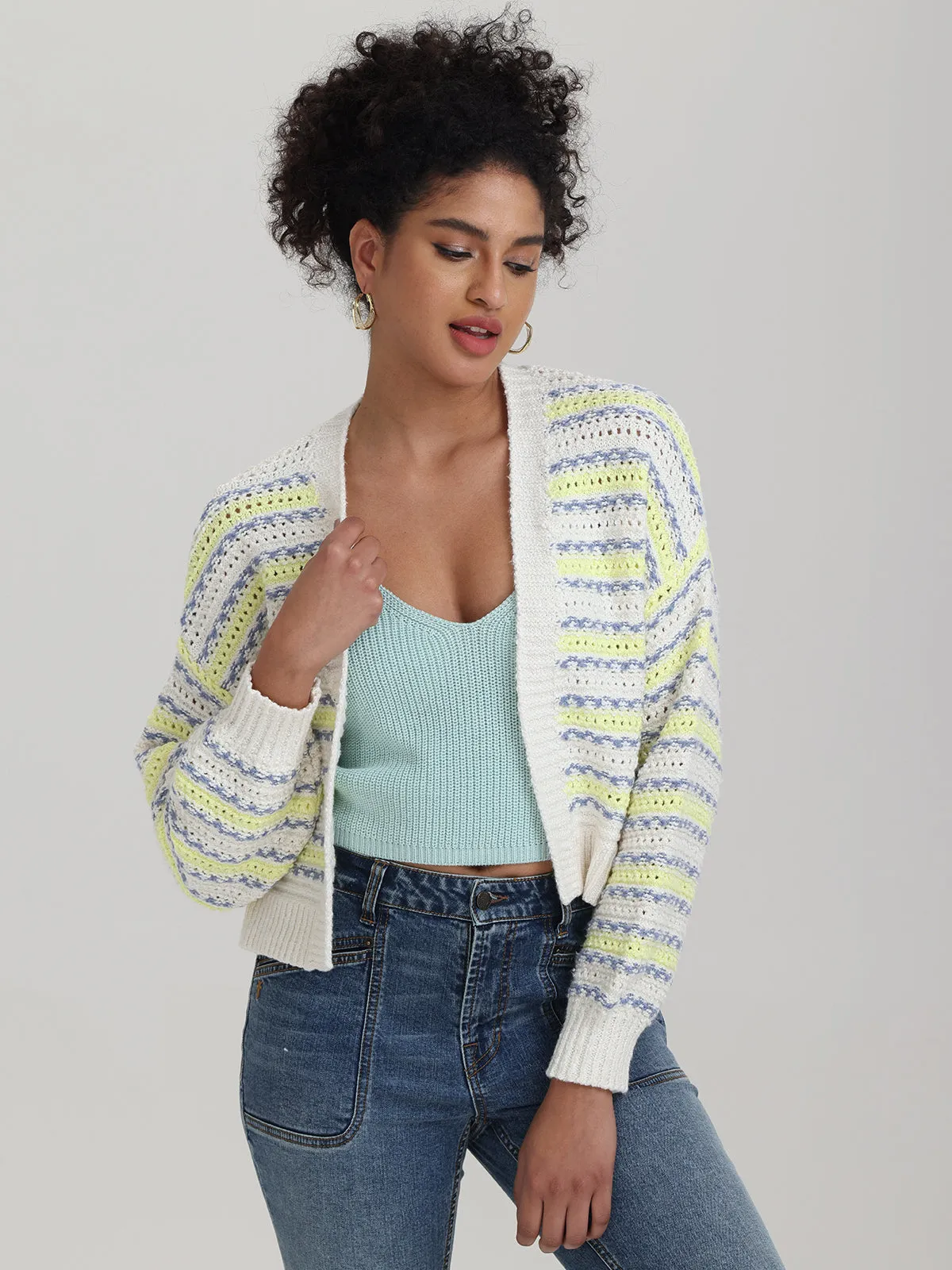 Zoe: Crimped Mix Cardigan sold by 525 America