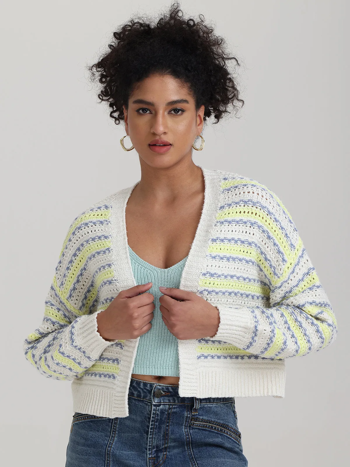 Zoe: Crimped Mix Cardigan sold by 525 America product image thumbnail 2