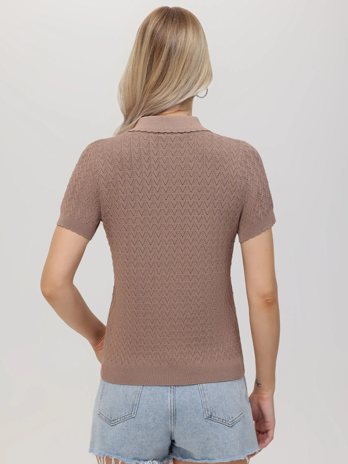 Jolene: Pointelle Polo Sweater sold by 525 America product image thumbnail 2