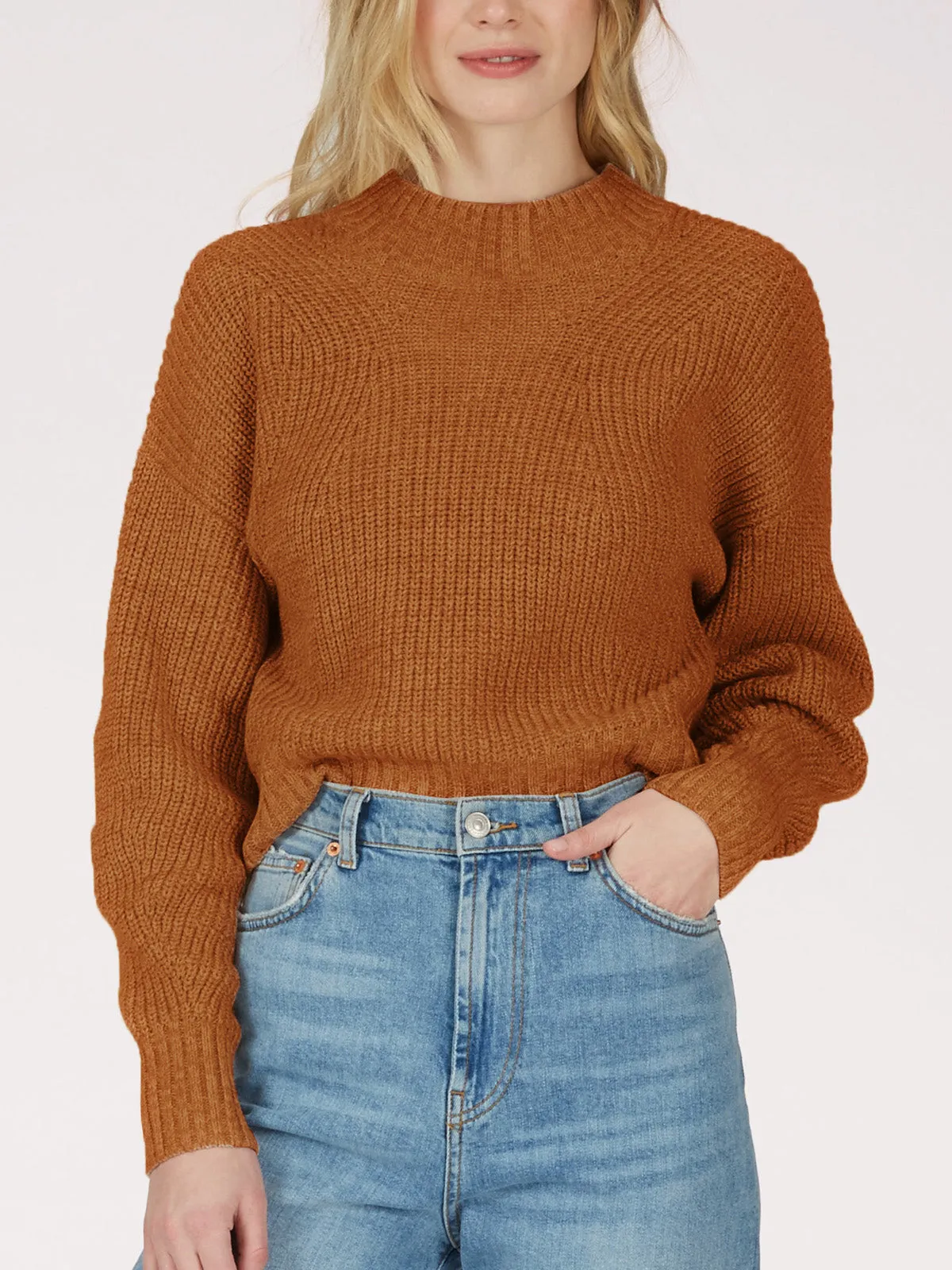 The Mia: 100% Cotton Transfer Stitch Cropped Sweater sold by 525 America