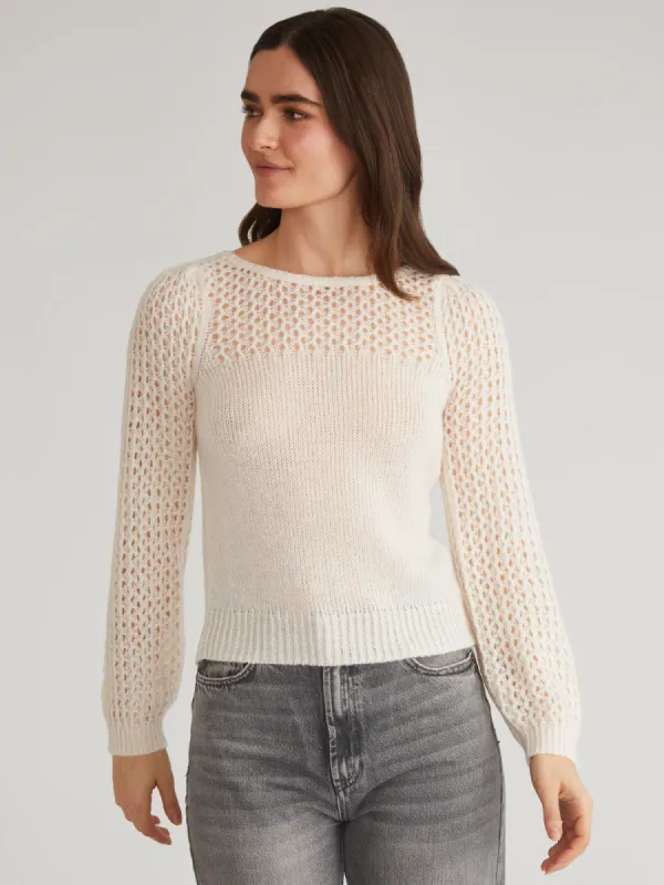 Brigid: Puff Sleeve Mesh Pullover sold by 525 America