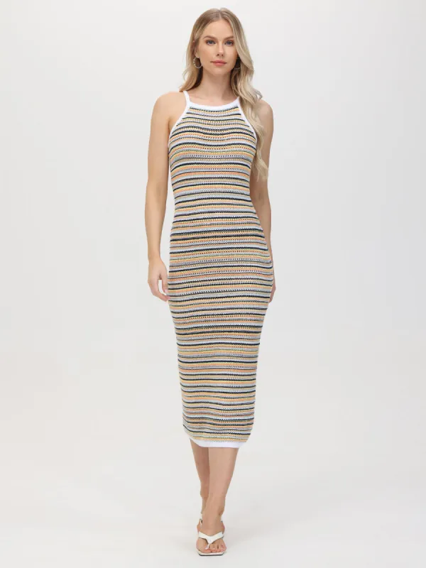 Scarlett: Crochet Stripe Midi Dress sold by 525 America