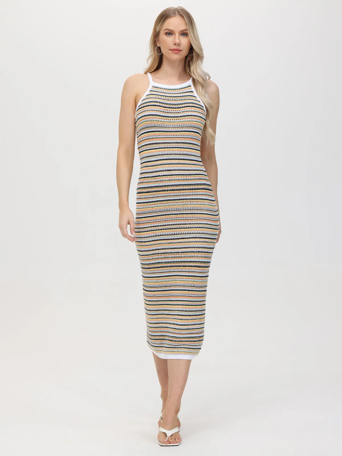 Scarlett: Crochet Stripe Midi Dress sold by 525 America