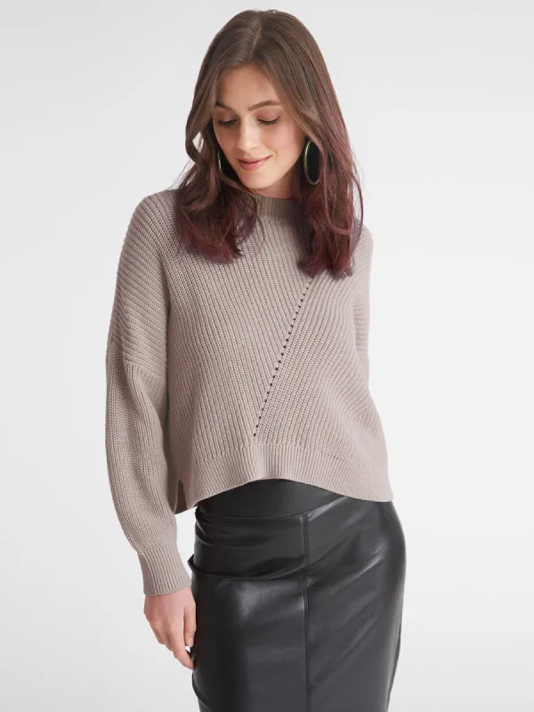 Charli: 100% Cotton Hi-Lo Crewneck Pullover made by 525 America