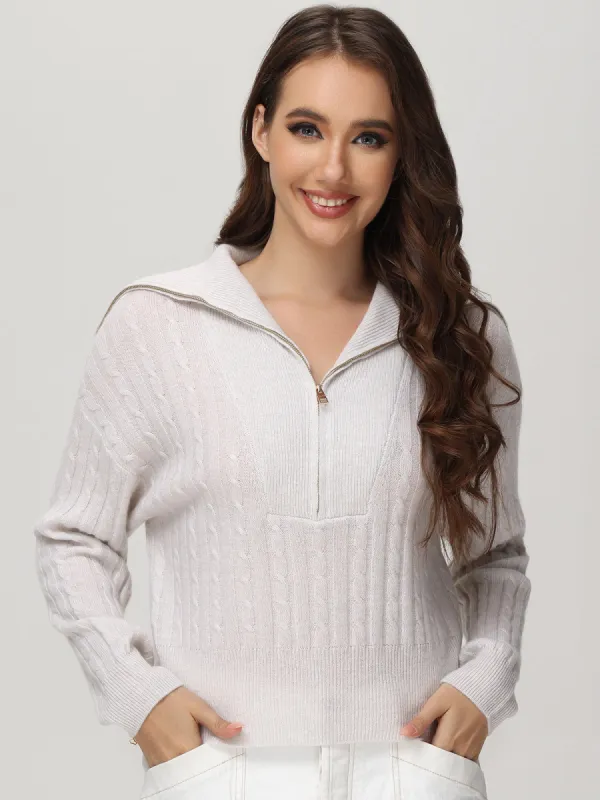 Cashmere Cable Quarter Zip sold by 525 America