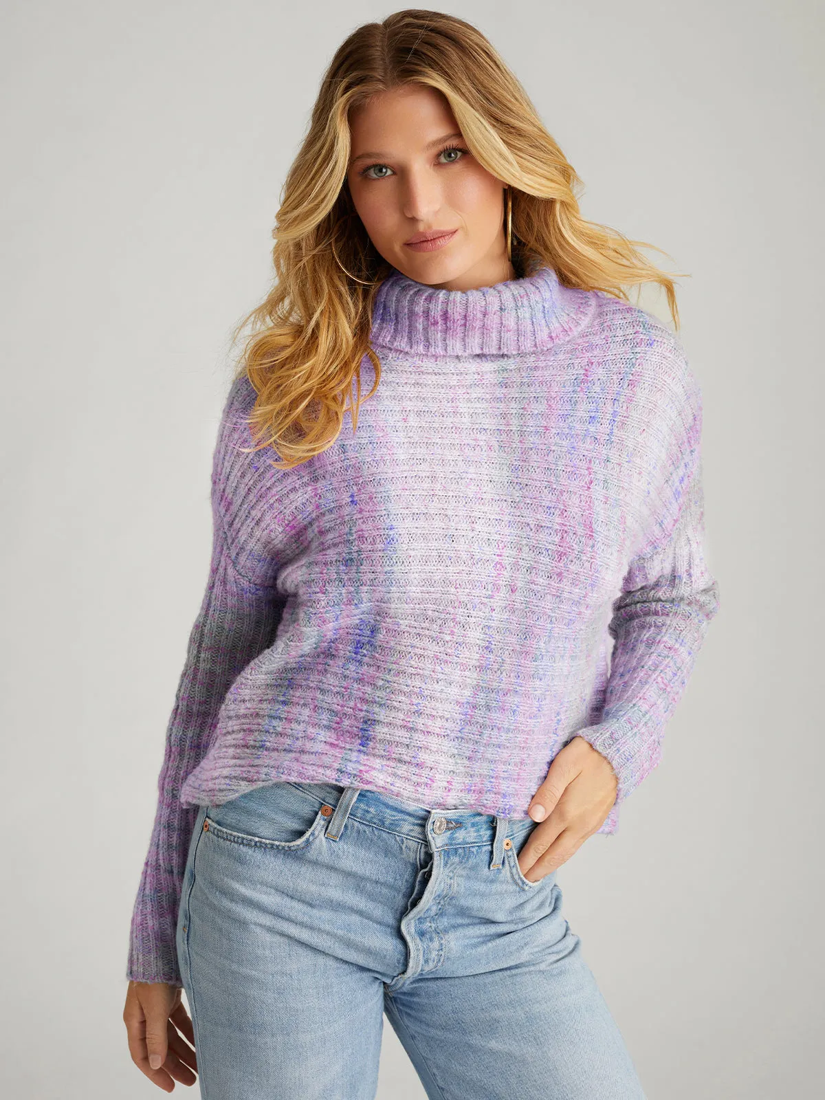 Lizzie: Space Dye Rib Turtleneck Pullover sold by 525 America