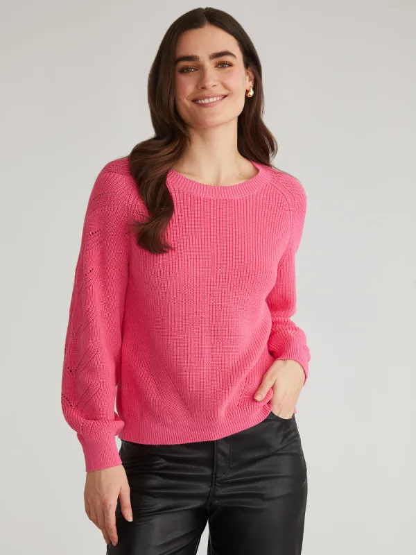 Phoebe: 100% Cotton Lace Back Raglan Pullover made by 525 America