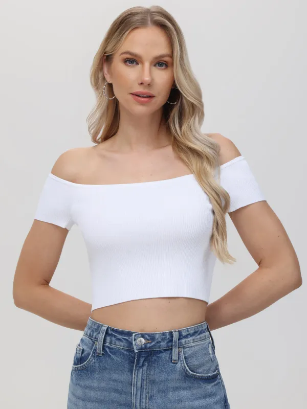 Izzy: Off Shoulder Ribbed Tank sold by 525 America