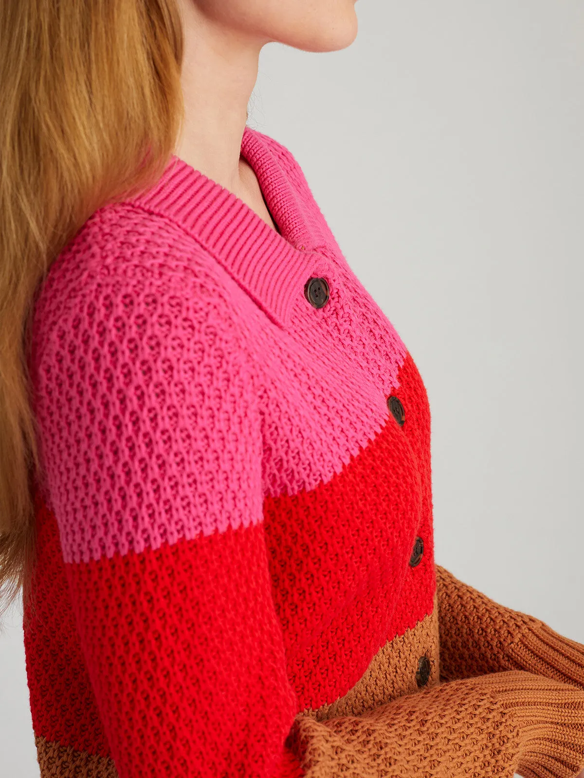 Joanna: Colorblock Polo Cardigan sold by 525 America product image thumbnail 5