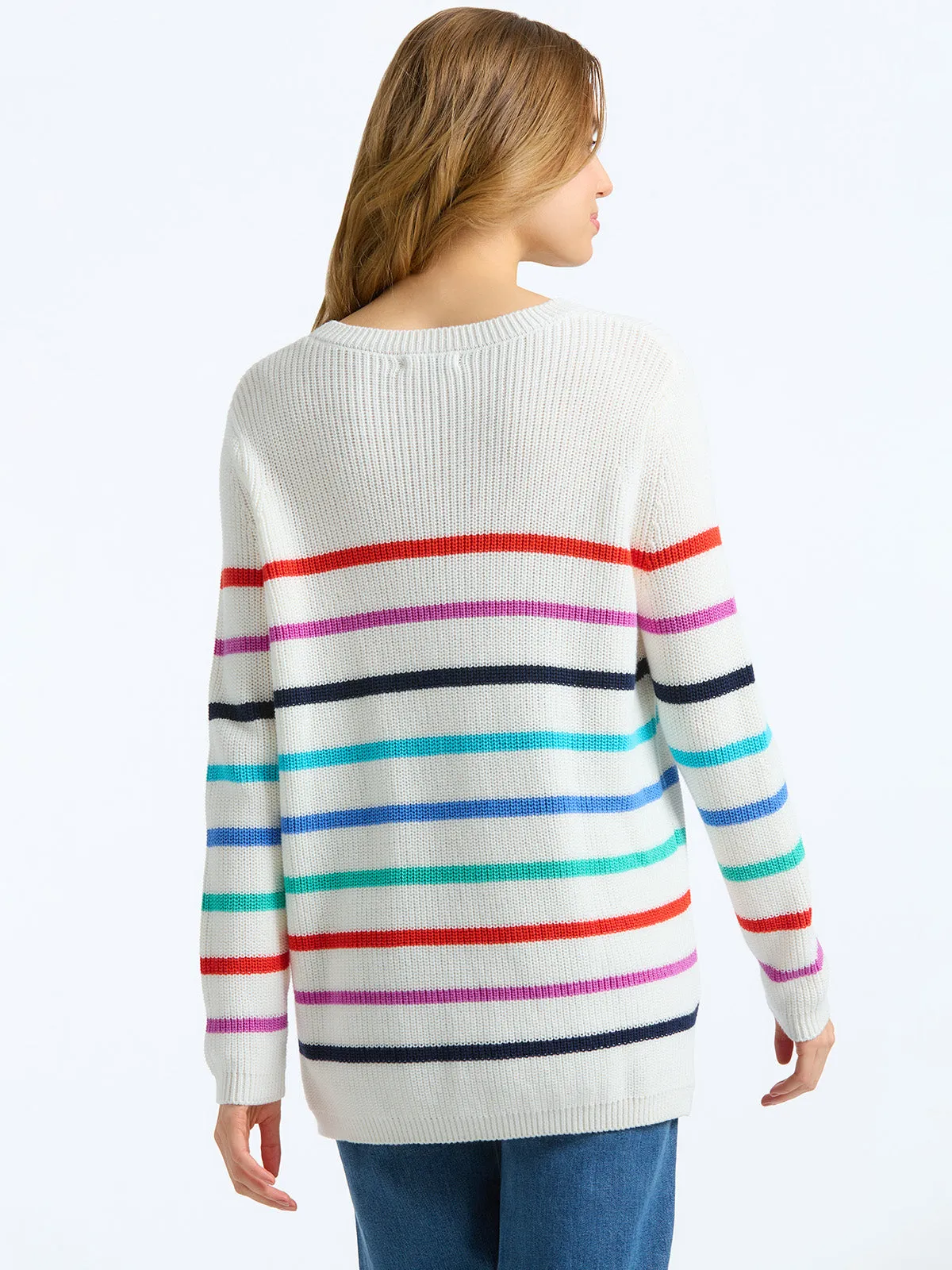 The Emma: Stripe Crewneck Shaker Stitch Sweater sold by 525 America product image thumbnail 4