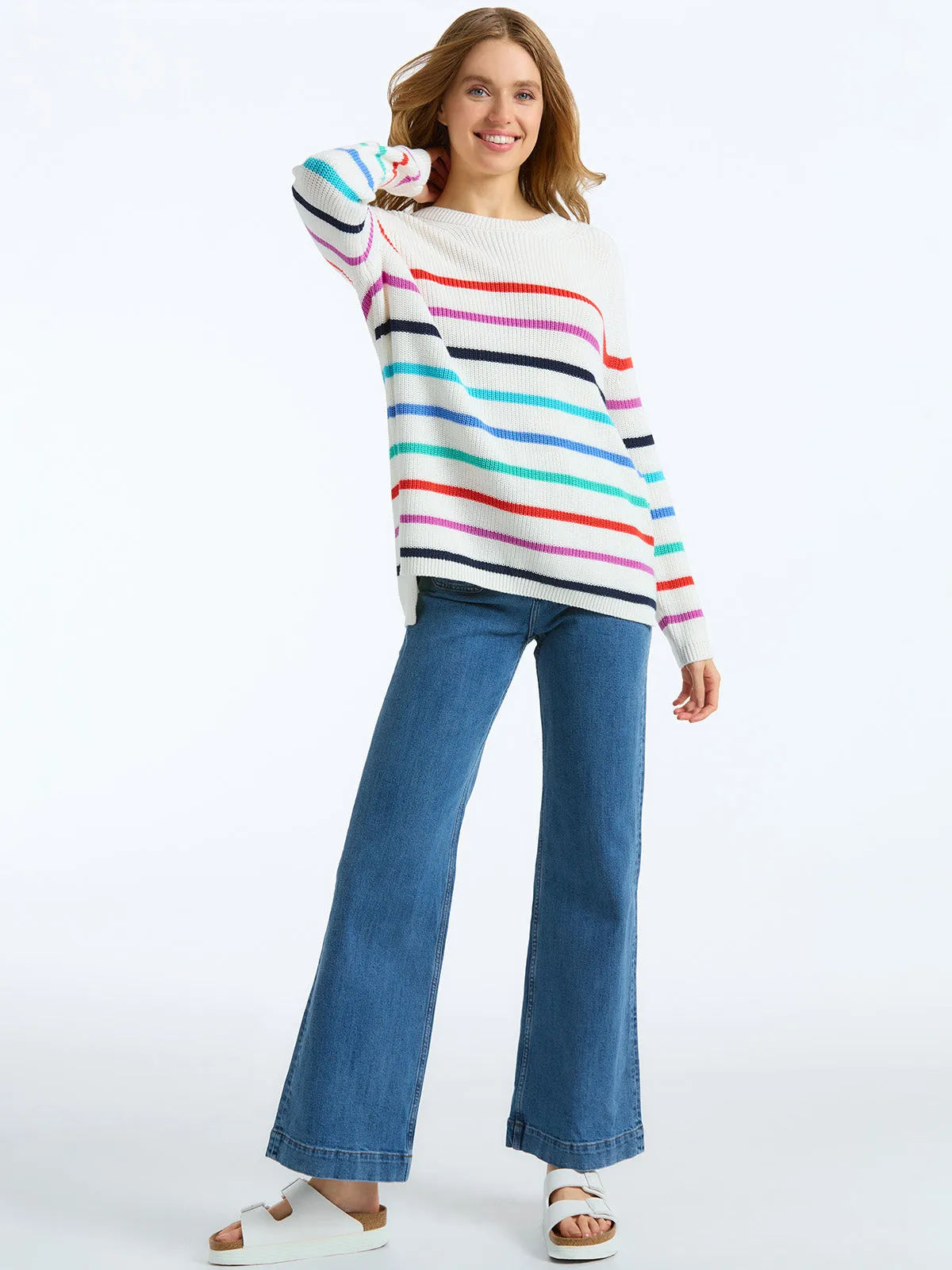 The Emma: Stripe Crewneck Shaker Stitch Sweater sold by 525 America product image thumbnail 5