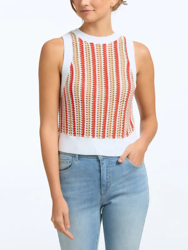 100% Cotton Stripe Crochet Tank sold by 525 America