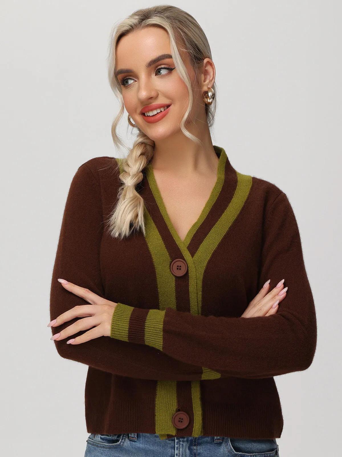 Cashmere Stripe Varsity Cardigan sold by 525 America product image thumbnail 2