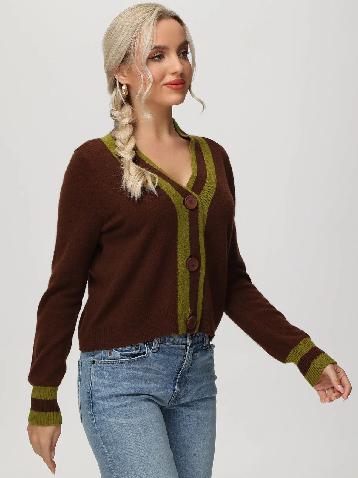 Cashmere Stripe Varsity Cardigan sold by 525 America product image thumbnail 3