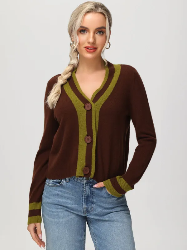 Cashmere Stripe Varsity Cardigan sold by 525 America