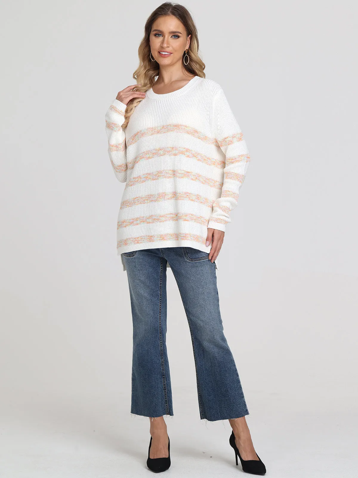 Emma: Stripe Crewneck Shaker Sweater sold by 525 America product image thumbnail 5