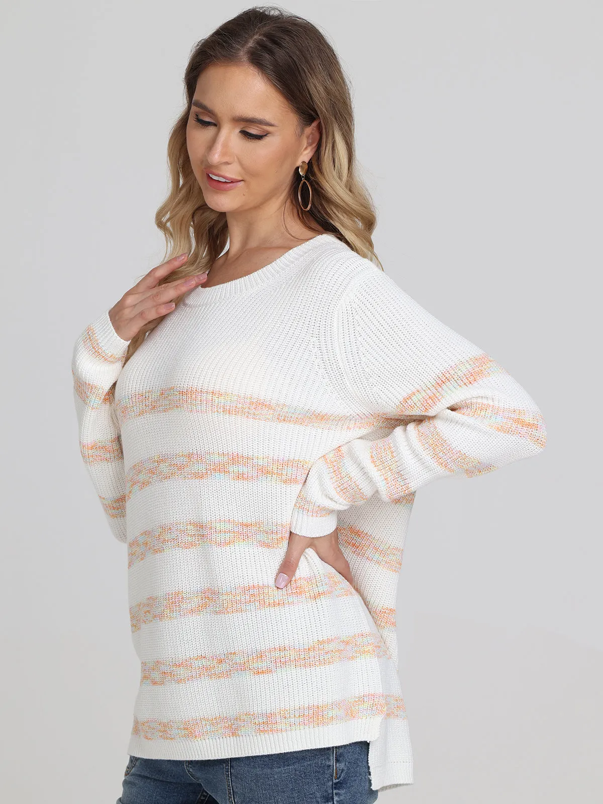 Emma: Stripe Crewneck Shaker Sweater sold by 525 America product image thumbnail 3