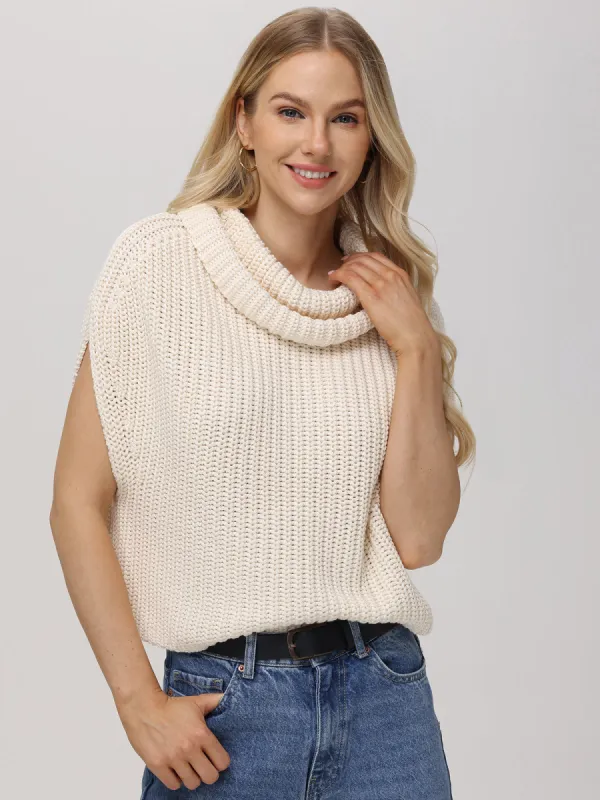 Cate: 100% Cotton Sleeveless Turtleneck Sweater sold by 525 America