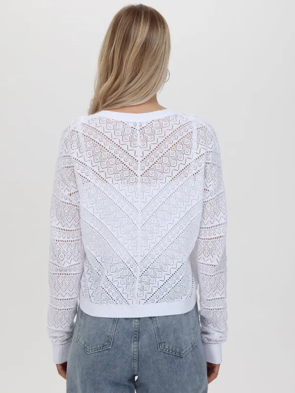 Margaret: Pointelle V-Neck Cardigan sold by 525 America