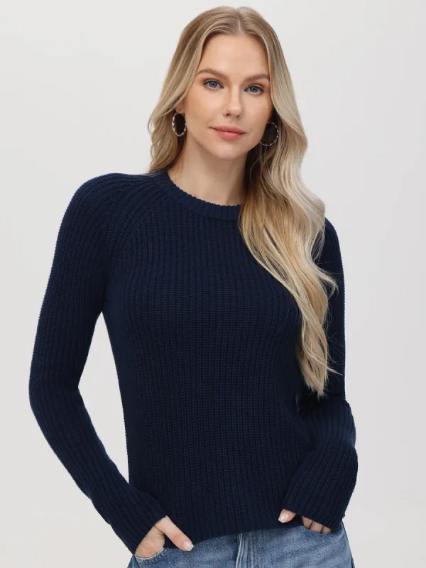 Jane: Cotton Shaker Stitch Raglan Sleeve Sweater sold by 525 America