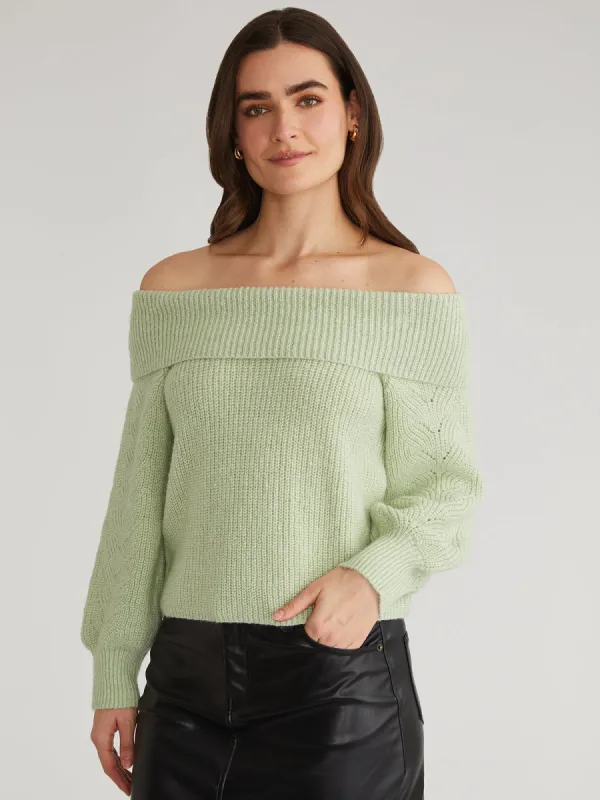 Marisa: Relaxed Off Shoulder Pullover made by 525 America