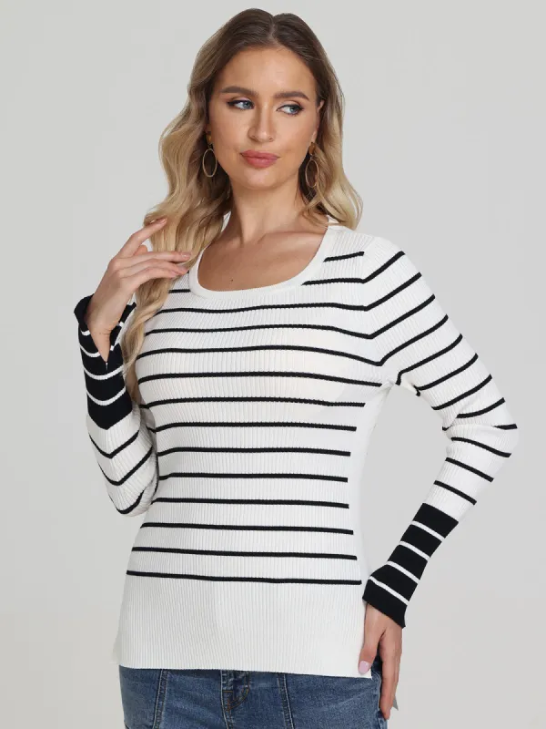 Camila: Stripe Crewneck Sweater made by 525 America