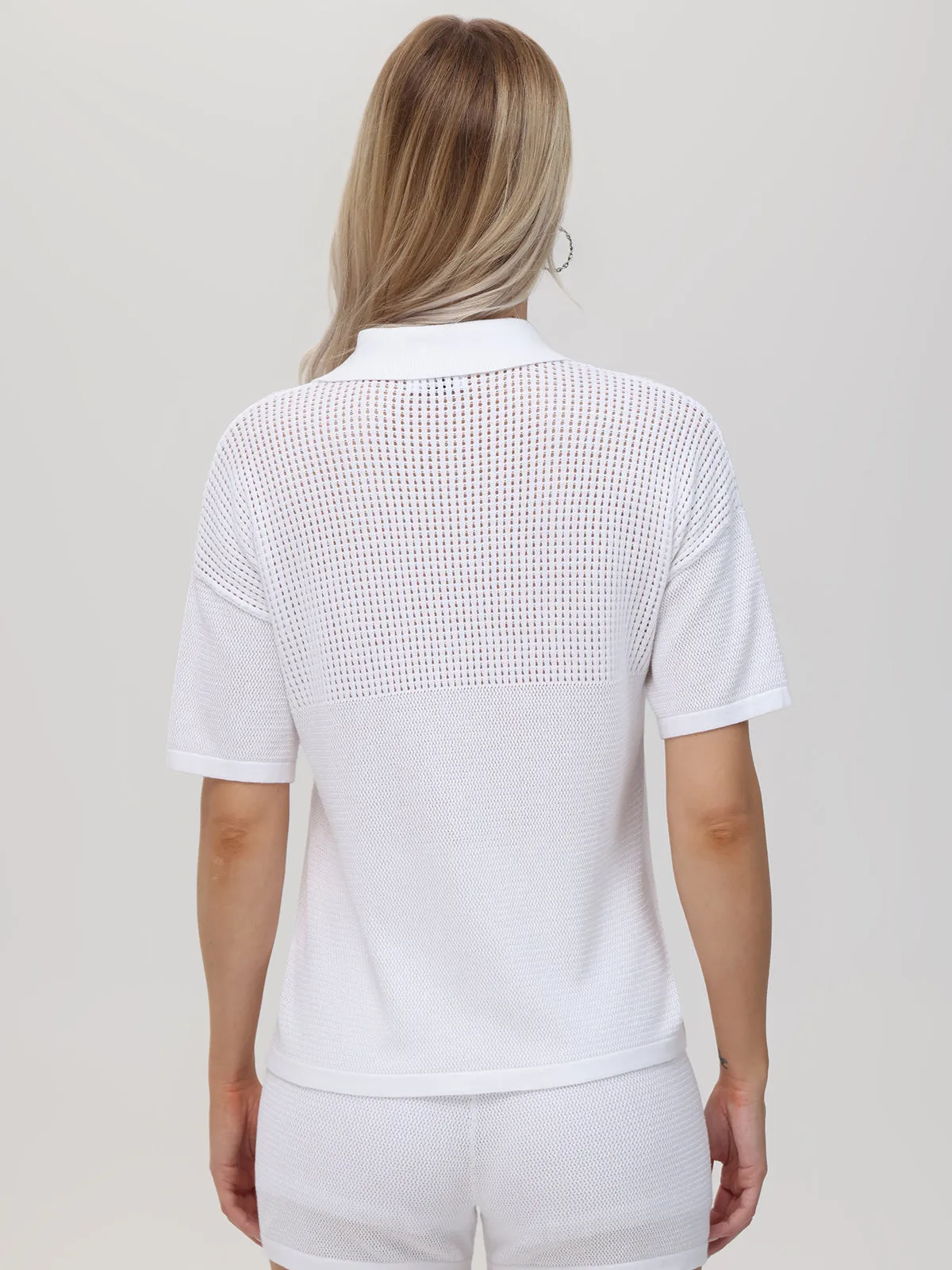 Kaylyn: Pointelle Pocket Polo Sweater sold by 525 America product image thumbnail 2