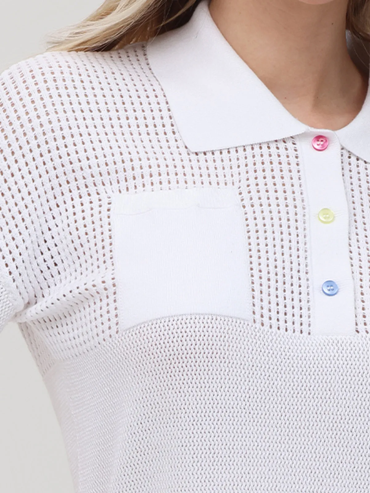 Kaylyn: Pointelle Pocket Polo Sweater sold by 525 America product image thumbnail 4